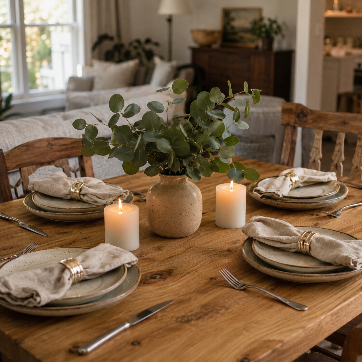 Elegantly set dining table